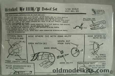 Koster 1/48 Heinkel He-111H/P Detail Set, 20 plastic model kit